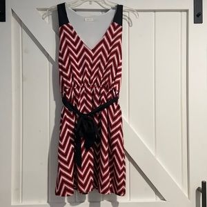 Red, white and black chevron boutique dress